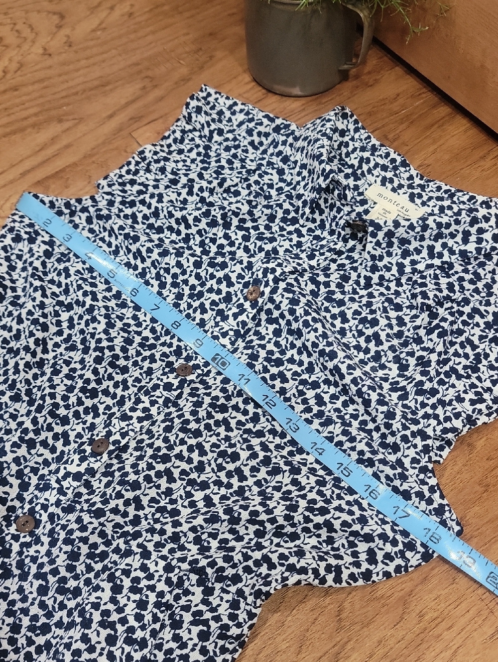 Monteau Blue Floral Button-Front Midi Dress - Picture 7 of 12